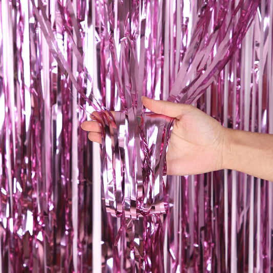 5 PCS 1 x 2m Light Rain Silk Curtain Holiday Party Decoration Photo Background Wall Decoration(Light Pink) by bashfashion