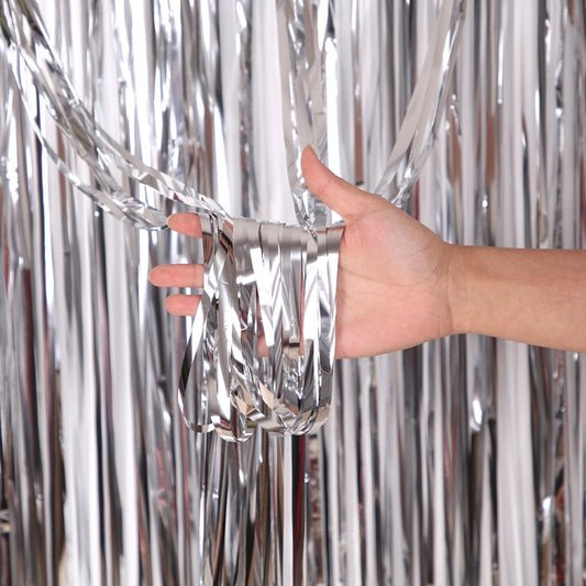 5 PCS 1 x 2m Light Rain Silk Curtain Holiday Party Decoration Photo Background Wall Decoration(Silver) by bashfashion