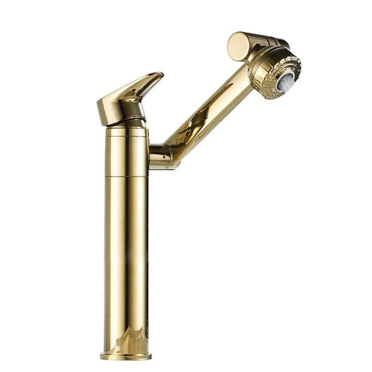 Universal Swivel Faucet Bathroom Hot & Cold Dual-Out Mode Faucet, Specification: High HT-87590-1 by bashfashion