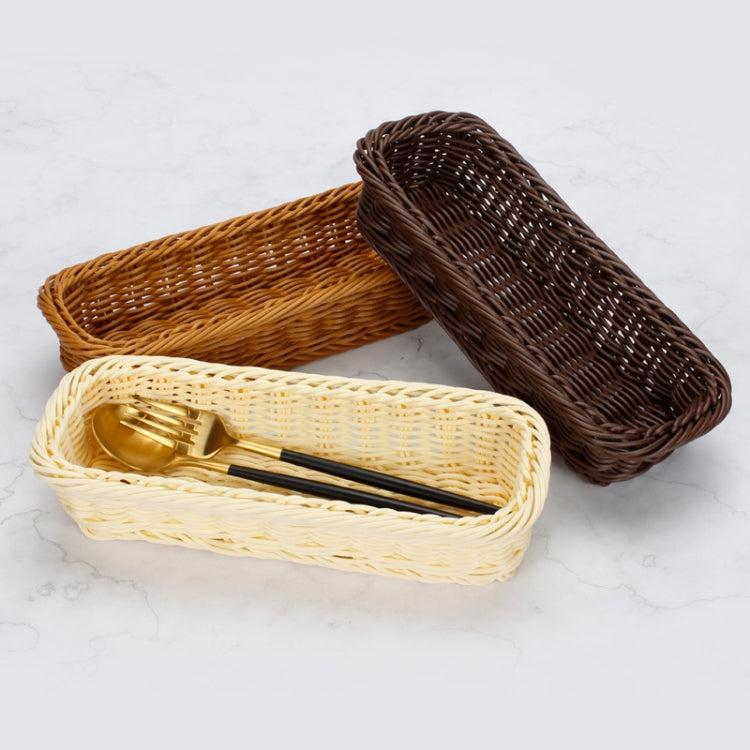 Rattan Woven Basket Cutlery & Fork Storage Basket(Dark Brown) by bashfashion