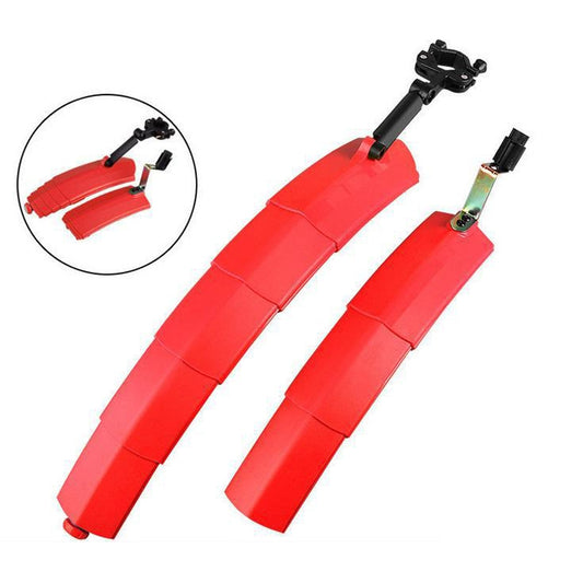 Bicycle Telescopic Folding Mudguard 27.5 Inch Extended Water Retaining LED Taillight(Red) by bashfashion