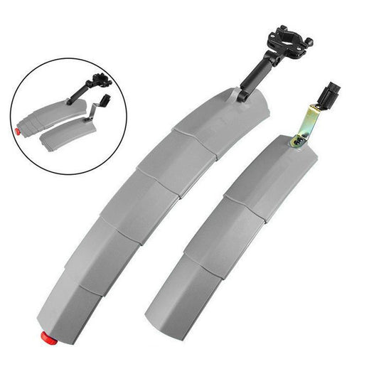 Bicycle Telescopic Folding Mudguard 27.5 Inch Extended Water Retaining LED Taillight(Gray) by bashfashion