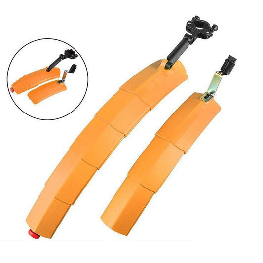 Bicycle Telescopic Folding Mudguard 27.5 Inch Extended Water Retaining LED Taillight(Orange) by bashfashion