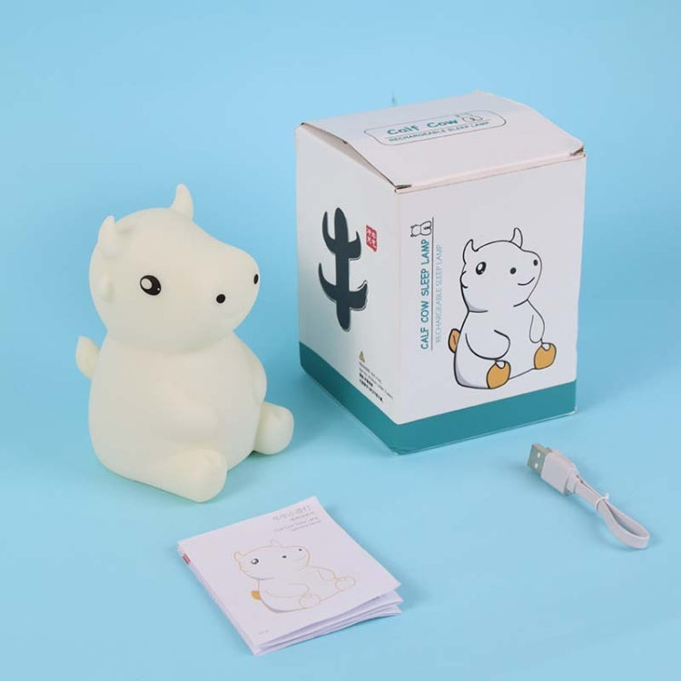JX-YD-08 Silicone Calf Cow Night Light LED Colorful Dimming Pat Sleeping Bedside Lamp by bashfashion