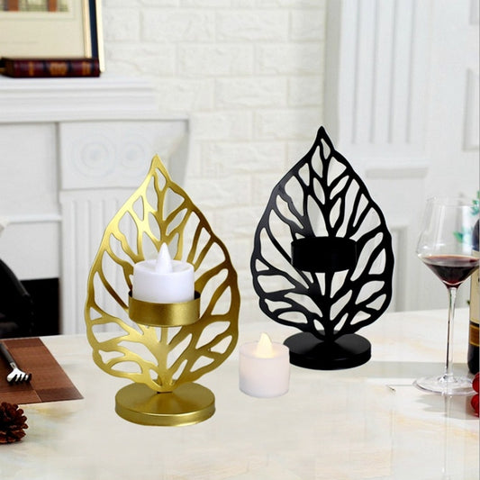 Wrought Iron Candle Holder Living Room Desktop Decoration Ornaments(A Black) by bashfashion