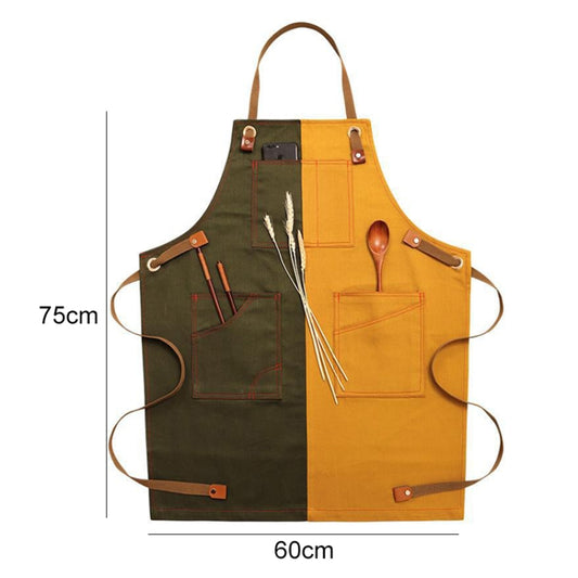 Household Denim Apron Barista Floral Tea Shop Barber Work Clothes, Specification: Adult Version(Double Color) by bashfashion