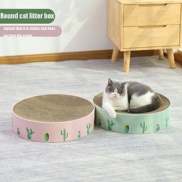 Round Corrugated Cat Scratcher Claw Sharpener Toy Bed, Colour: Pink 36x36x8cm by bashfashion