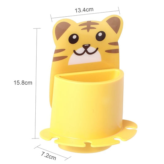 Bathroom Paste Wall-Mounted Shelf Cartoon Animal Toothbrush Holder(Tiger) by bashfashion