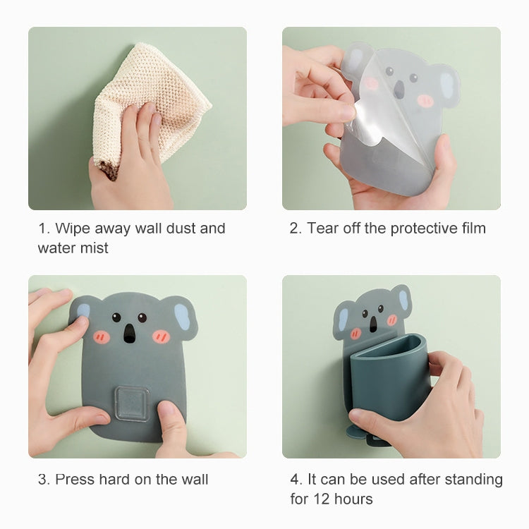 Bathroom Paste Wall-Mounted Shelf Cartoon Animal Toothbrush Holder(Piggy) by bashfashion