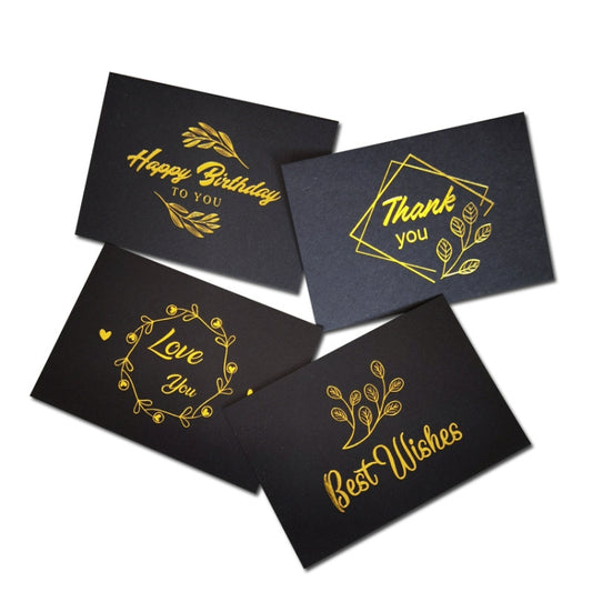 100 PCS Wedding Blessing Card Thank You Message Gift Decoration Card Bronzing Flower Greeting Card Thank You (Black) by bashfashion