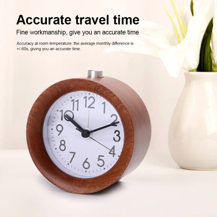 Solid Wood Silent Snooze Alarm Clock with Pointer(Square Wood Color) by bashfashion