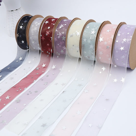 Star Ribbon Wedding Floral Packaging Ribbon, Specification: 4 cm(Gray) by bashfashion
