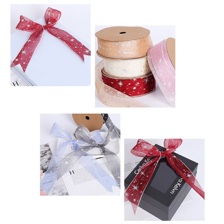 Starry Sky Yarn Ribbon Gift Box Packaging Bow Tie Ribbon, Specification: 4CM(Gray) by bashfashion