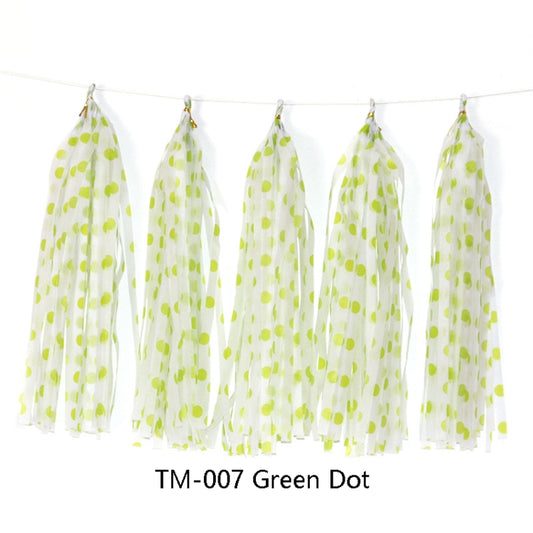 Color Polka Dot Paper Tassels Birthday Room Decoration Ribbon Garland(TM-007 Green Dot) by bashfashion