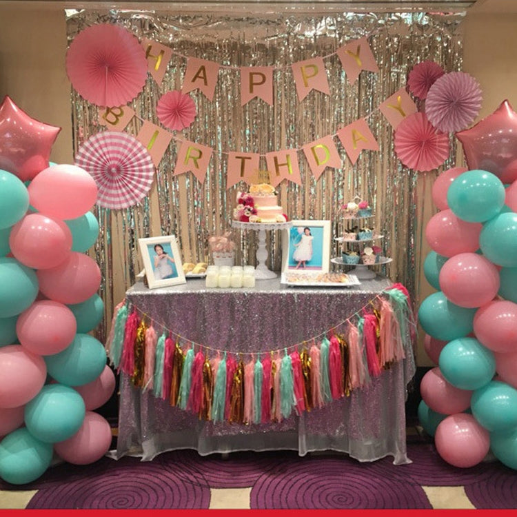 Color Polka Dot Paper Tassels Birthday Room Decoration Ribbon Garland(TM-002 Pink Dots) by bashfashion