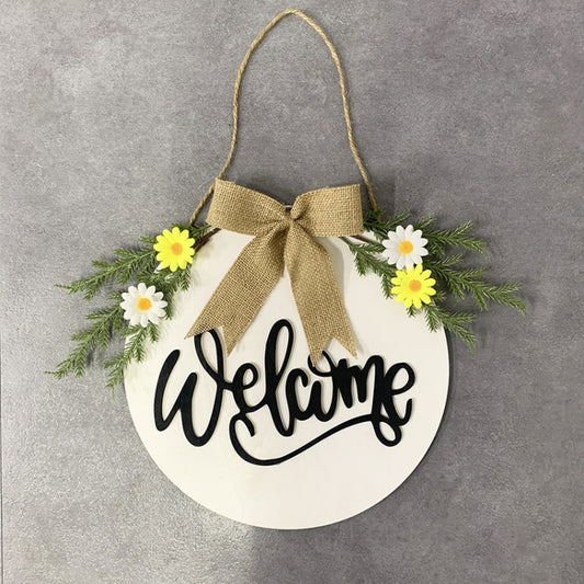 Home Decorations Easter Wreath Shooting Props Wreath Door Hanging Whiteboard Black Letter Welcome Sign by bashfashion