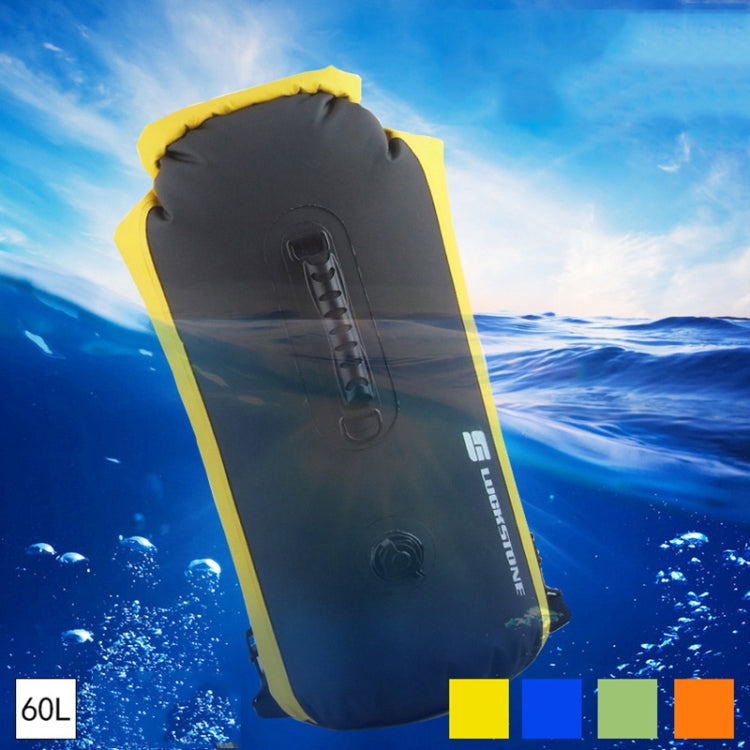 LUCKSTONE 60L Outdoor Rafting And River Tracing Waterproof Backpack Shoulder Bag Inflatable Swimming Bag Tote Bucket Bag(Yellow Black) by bashfashion