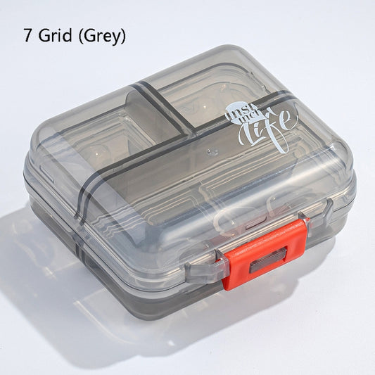 Mizi Small Pill Box Portable Dispensing Medicines Boxes, Colour: 7 Grid (Grey) by bashfashion