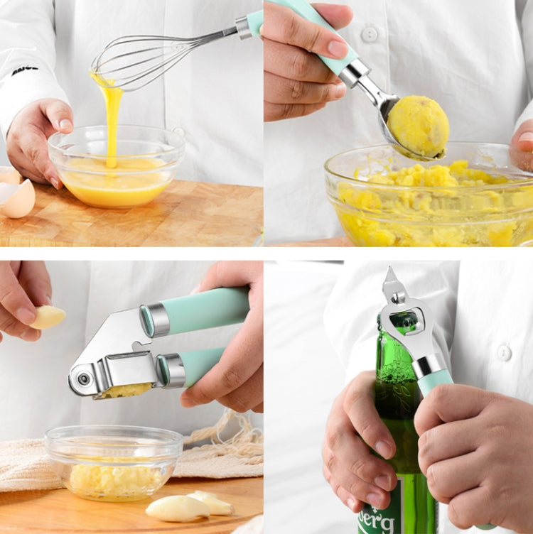 9 in 1 Plastic Handle Stainless Steel Kitchen Utensils Household Gadget Set(Black) by bashfashion