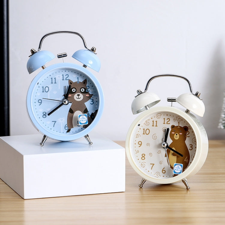 Cartoon Alarm Clock Ringing At The Bedside Of Students Metal Alarm Clock With Night Light, Color Random Deilvery by bashfashion