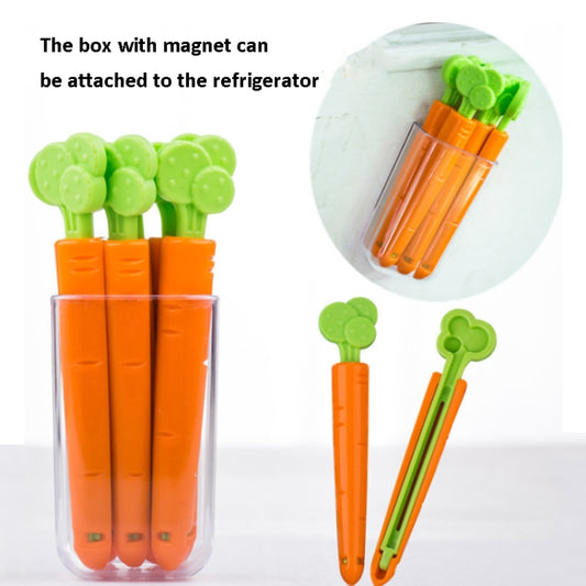 5 Sets Carrot Sealing Clip Food Bag Sealing Clip With Magnet Box by bashfashion