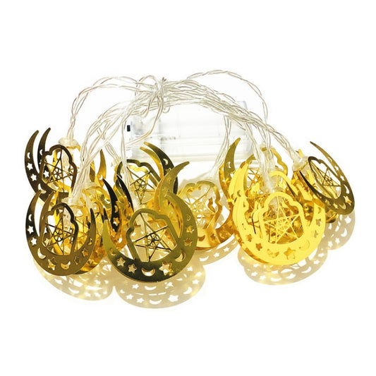 3m 20 LEDs Eid Al-Fitr LED Star and Moon String Lights Ramadan Festival Decoration Lamps(White Light) by bashfashion