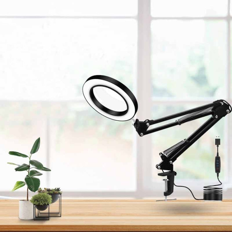 LED Eye Protection Reading Book Light USB Folding Clip Magnifying Glass Electronic Maintenance Light(5X-S (Black)) by bashfashion