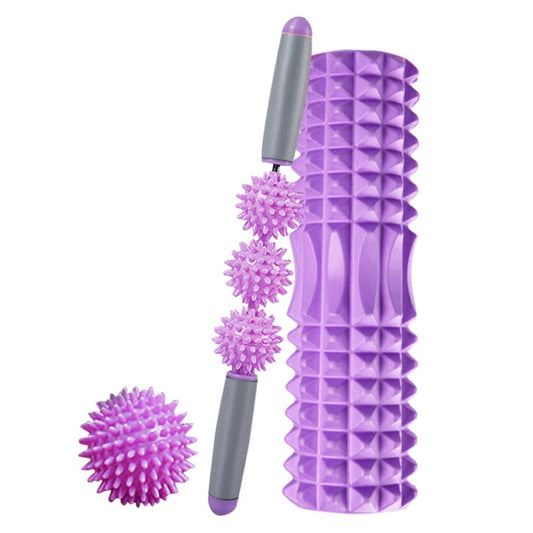 3 in 1 Eva Foam Roller Hollow Muscle Relaxation Roller Yoga Column Set, Length: 33cm (Purple Crescent) by bashfashion