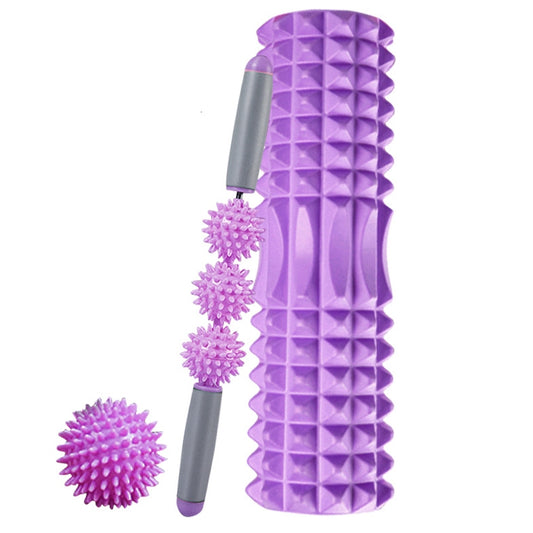 3 in 1 Eva Foam Roller Hollow Muscle Relaxation Roller Yoga Column Set, Length: 45cm (Purple Crescent) by bashfashion
