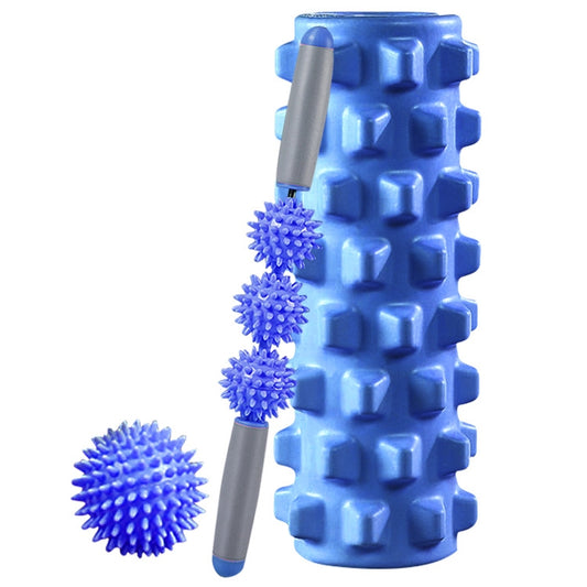 3 in 1 Eva Foam Roller Hollow Muscle Relaxation Roller Yoga Column Set, Length: 45cm (Blue Wolf Tooth) by bashfashion
