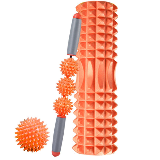 3 in 1 Eva Foam Roller Hollow Muscle Relaxation Roller Yoga Column Set, Length: 45cm (Orange Crescent) by bashfashion