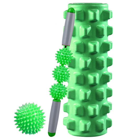 3 in 1 Eva Foam Roller Hollow Muscle Relaxation Roller Yoga Column Set, Length: 45cm (Green Wolf Tooth) by bashfashion