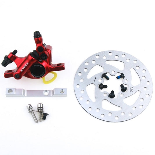 3 in 1 Scooter Modified Hydraulic Brake + 120mm Disc Brake Disc + Modified Seat Set For Xiaomi Mijia M365 Pro(Red Brake + Silver Adapter) by bashfashion