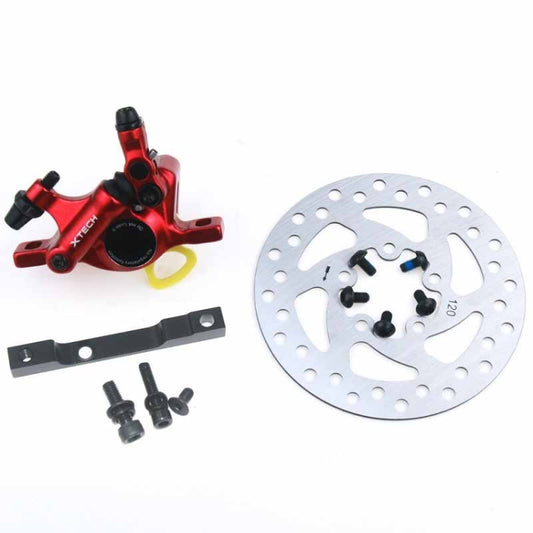 3 in 1 Scooter Modified Hydraulic Brake + 120mm Disc Brake Disc + Modified Seat Set For Xiaomi Mijia M365 Pro(Red Brake + Black Adapter) by bashfashion