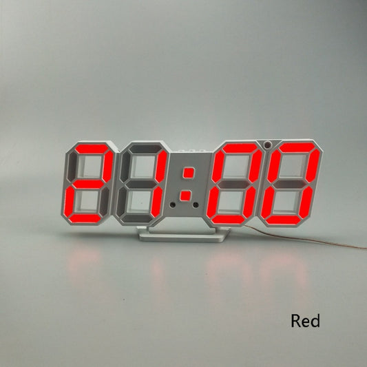 6609 3D Stereo LED Alarm Clock Living Room 3D Wall Clock, Colour: Red by bashfashion