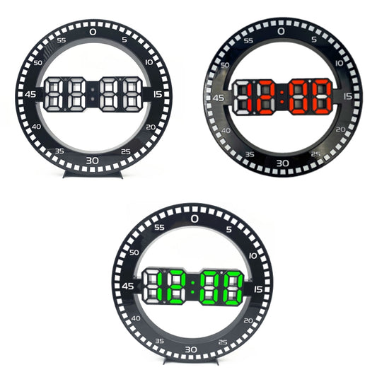 DS-3688L Living Room 3D Wall Clock Big Screen LED Electronic Clock, Colour: Black+Green by bashfashion