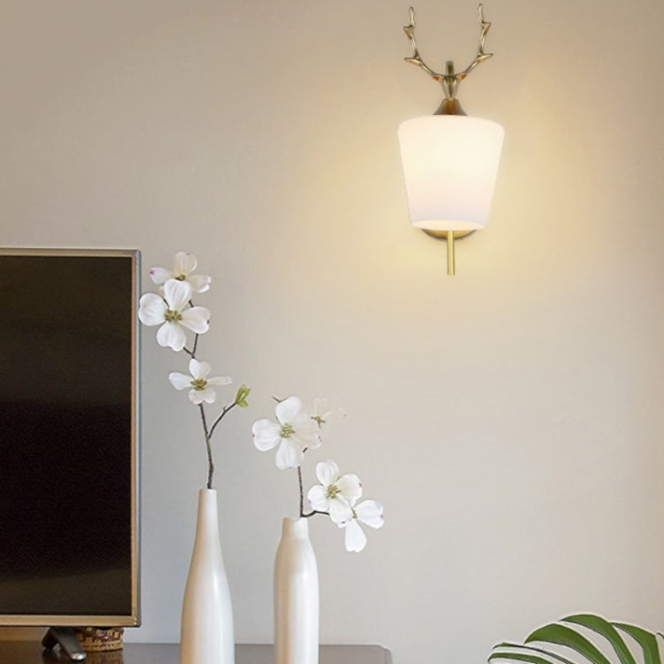 LED Glass Wall Bedroom Bedside Lamp Living Room Study Staircase Wall Lamp, Power source: 5W Warm Light(3030 Golden Milk White) by bashfashion