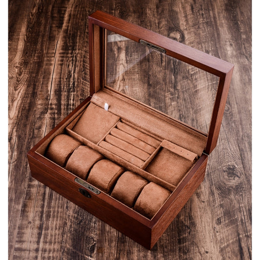 Wooden Watch Storage Box Jewelry Double-Layer Storage Display Box With Lock by bashfashion