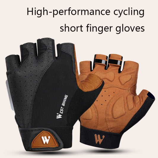 WEST BIKING YP0211196 Half-Finger Shock-Absorbing Anti-Skid Motorcycle Bike Gloves Riding Equipment, Size: S(Black Yellow) by WEST BIKING