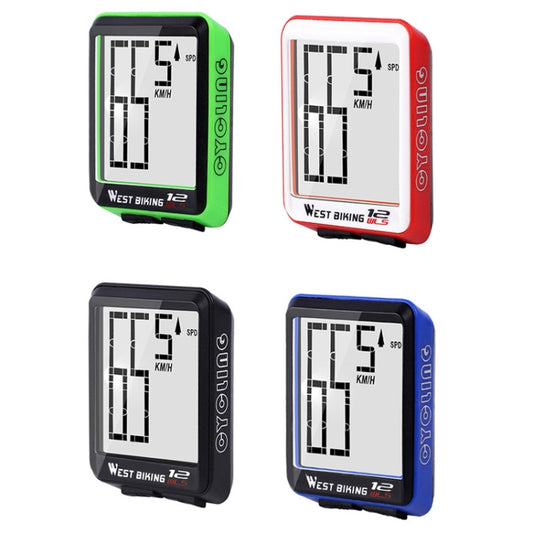 WEST BIKING Mountain Road Bike Wireless Big Character Table Big Screen Waterproof Night Light Speed Speedometer(Red) by WEST BIKING