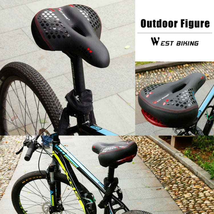 WEST BIKING YP0801083 Bicycle Taillight Thickened Soft And Comfortable Mountain Bike Seat Cushion(BlackRed) by WEST BIKING