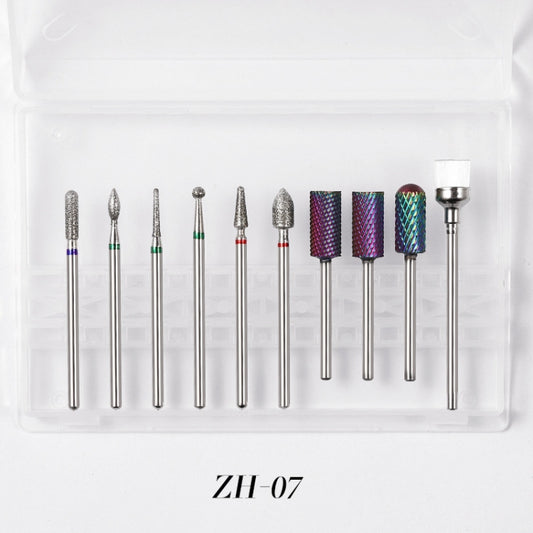 Tungsten Steel Alloy Nail Art Polished Head Set Grinding Machine Drain Brush Dead Polishing Tool, Specification: ZH07 by bashfashion