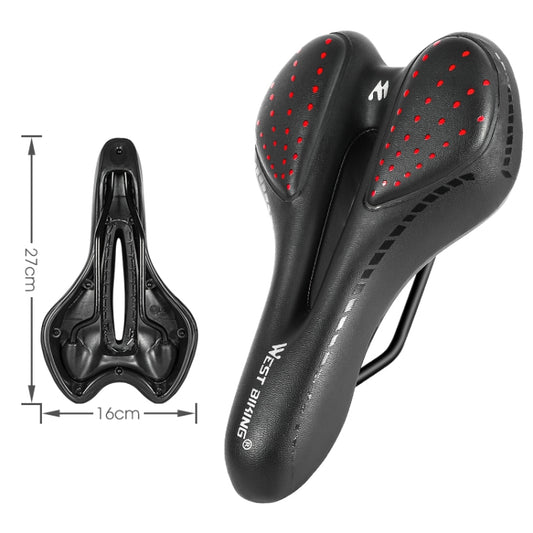 WEST BIKING YP0801086 Silicone Thickened Soft And Comfortable Bicycle Seat(Black Red) by WEST BIKING