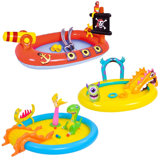 Home Large Cartoon Animal Drama Pool Water Spray Inflatable Swimming Pool Slide Pool(Pirate) by bashfashion