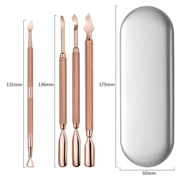 Rose Gold Double-headed Steel Nail Remover Set Clean Decontamination Remover Manicure Tool by bashfashion