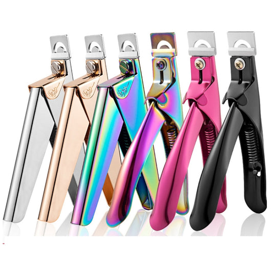Nail Word Cut French U-Shaped Cut Fake Nail Cut Stainless Steel Nail Knife, Color Classification: Colorful Titanium 2 by bashfashion