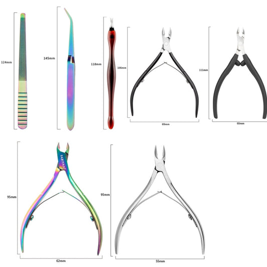 FABIYAN Stainless Steel Dead Skin Shear Steel Push Nail Art Tool Set, Specification: Set 11 by bashfashion