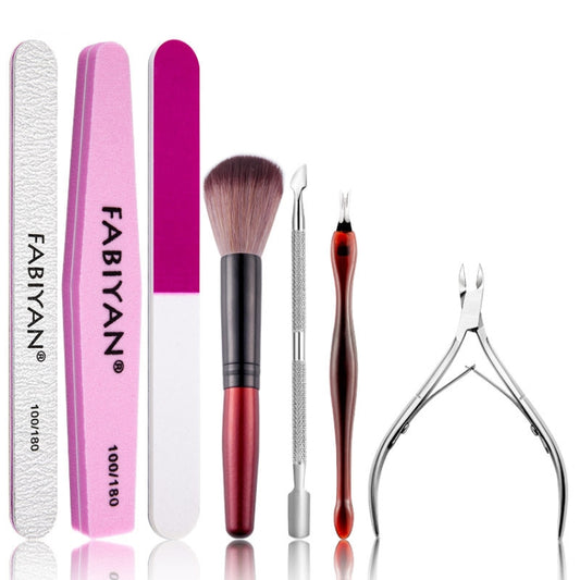 FABIYAN Nail Art Tool Set Manicure Disarm Tool Set, Specification: 7-piece Set by bashfashion