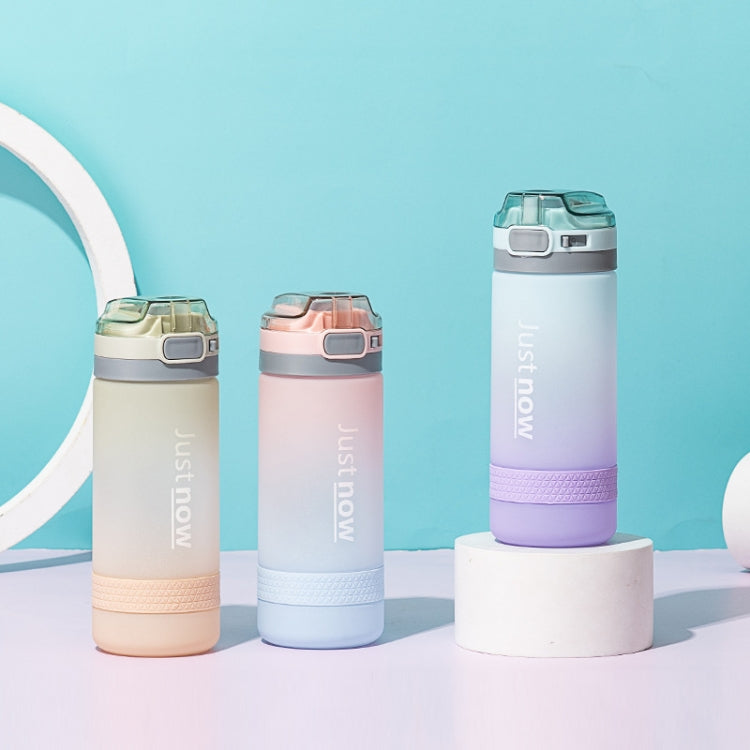 Cartoon Girl Straw Cup Fresh Frosted Gradient Scale Plastic Cup Portable Cup, Capacity: 600ml(Lake Blue) by bashfashion