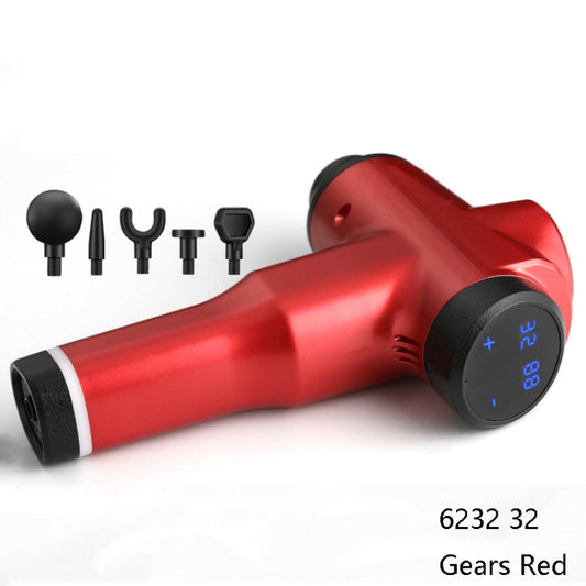Muscles Relax Massager Portable Fitness Equipment Fascia Gun, Specification: 6232 32 Gears Red(UK Plug) by bashfashion